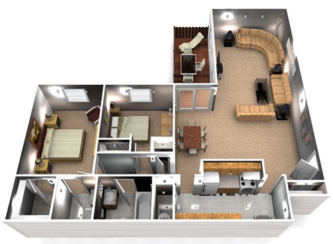 Floor plan for 2 beds, 1.5 baths, 1136 sqft